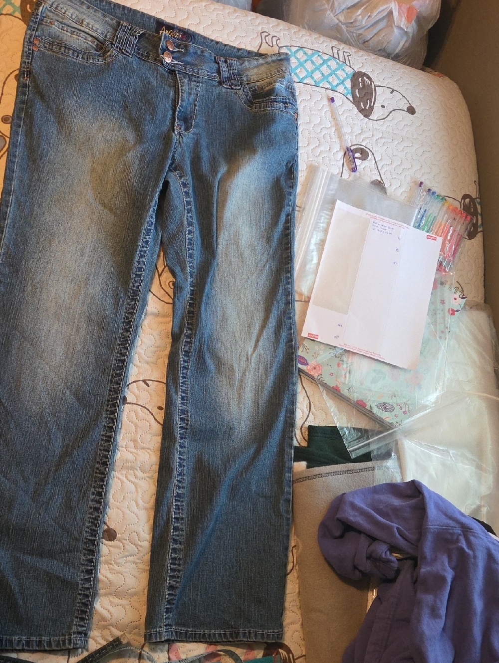 Angels Denim Jeans in Blue with Gold Logo